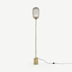 Briz Stehlampe, Grau und Antik-Messing - MADE.com