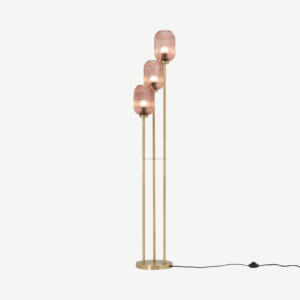 Briz Stehlampe, Rosa und Antik-Messing - MADE.com