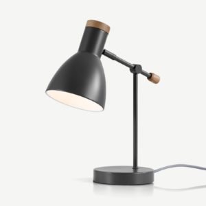 Cohen Nachttischlampe, Tiefgrau und Eiche - MADE.com