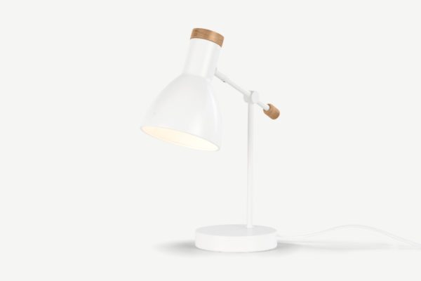 Cohen Nachttischlampe, Weiss und Eiche - MADE.com