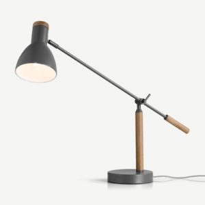 Cohen Tischlampe, Tiefgrau und amerikanische Eiche - MADE.com