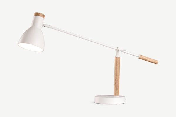 Cohen Tischlampe, Weiss und Eiche - MADE.com