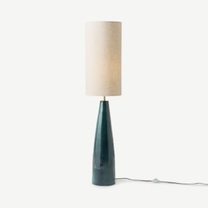 Vince Midi-Stehlampe, Keramik in Blau und Haferbeige - MADE.com