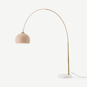 Bow Bogenlampe, Rosa und Messing - MADE.com