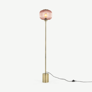 Briz Stehlampe, Rosa und Antik-Messing - MADE.com