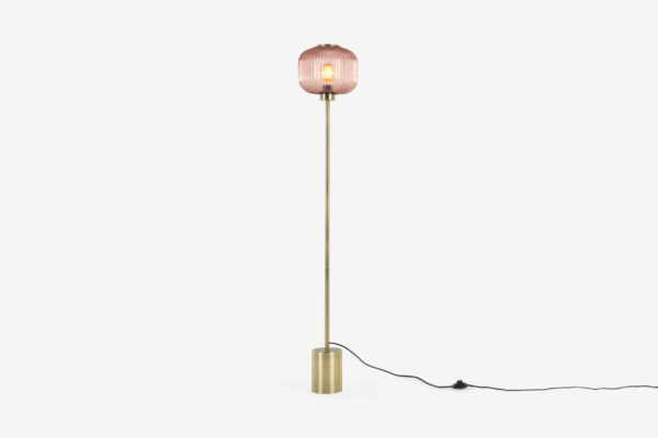 Briz Stehlampe, Rosa und Antik-Messing - MADE.com