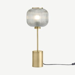 Briz Tischlampe, Grau und Antik-Messing - MADE.com