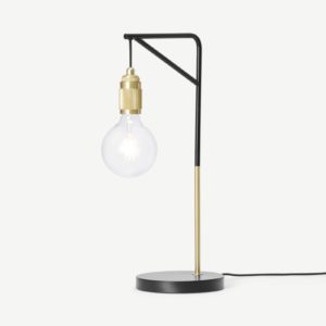 Othello Tischlampe, Schwarz und gebuerstetes Messing - MADE.com