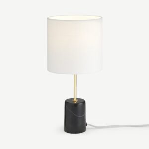 Rita Nachttischlampe, Marmor in Schwarz und Messing - MADE.com